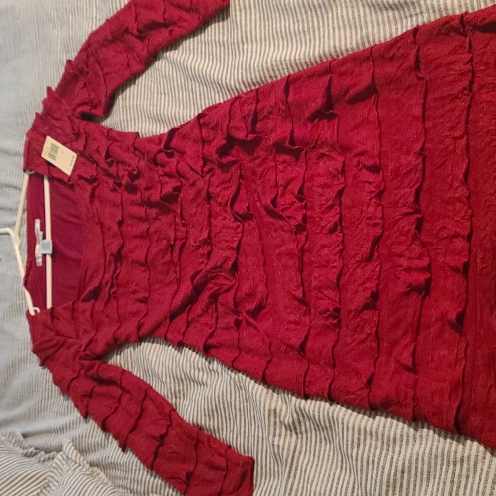 Max Studio Ruby Red Long Sleeve Dress S